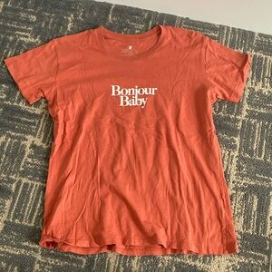 Red Short Sleeve Tee Bonjour Babe